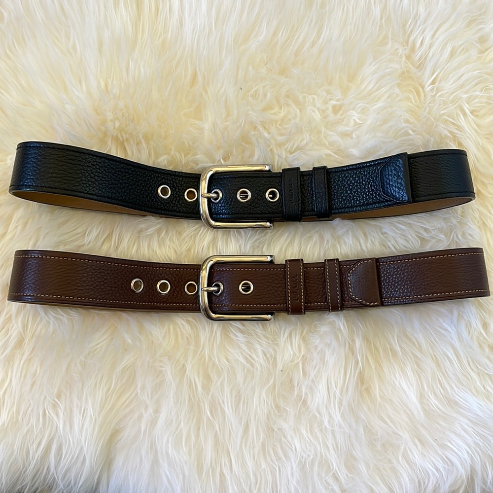 Two PRADA leather belts- Brown and Black